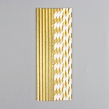 Assorted cocktail tubes, set 12 pieces in a set, color gold