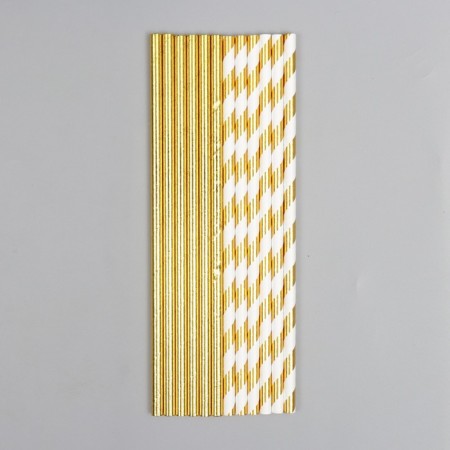 Assorted cocktail tubes, set 12 pieces in a set, color gold