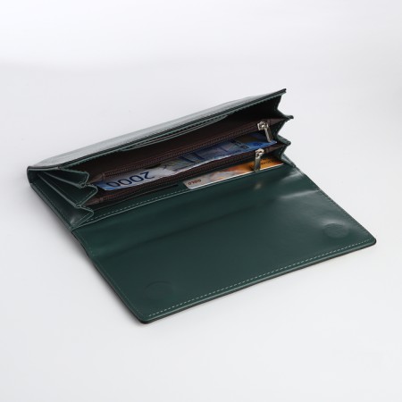 Women's wallet on magnet, green color-3