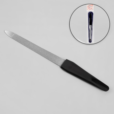 Metal file for nails, 15 cm, in a case, silver/black color-1