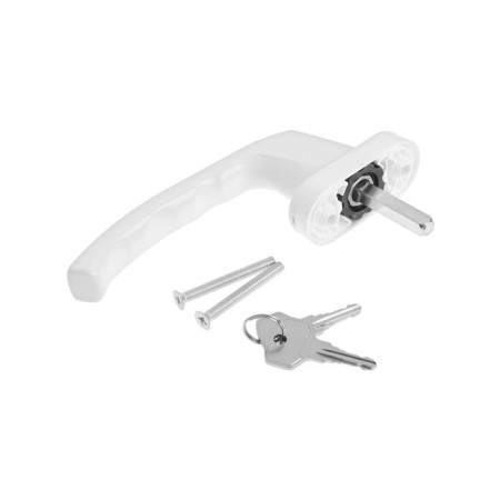 Window handle, 38 mm, with a lock, with a button, metal, white-2