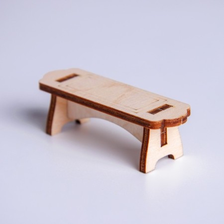 Wooden furniture for dolls "bed with a bench"-5