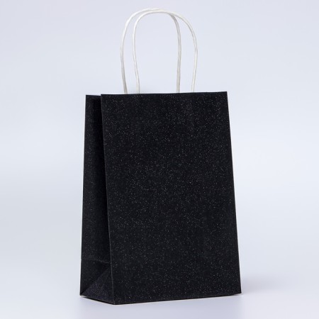 Gift Paper Package with glitter Black, 15 x 8 x 21 cm