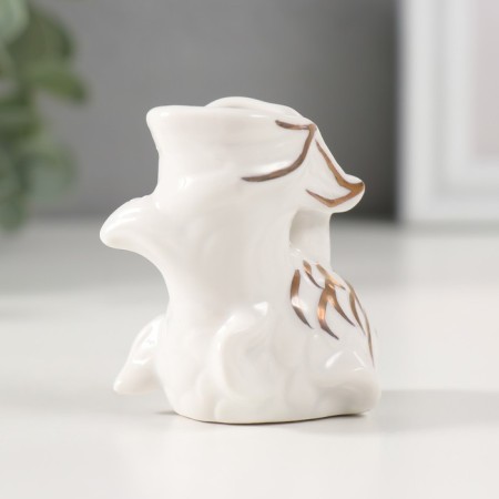 Souvenir ceramic stand d/toothpick "White Fish" with gold 5.2x4x5.5 cm-2