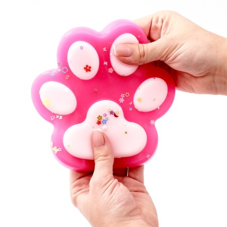 Squash anti -stress - a toy "Cat's foot", with sparkles, mix-3