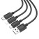 Cable Hoco X74, 3 V 1 Lightning/Micro/Type -C - USB, 2 A, 1 m, PVC, Black