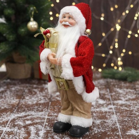 Santa Claus "in a golden red suit, with a strap, with gifts" 15x30 cm-1