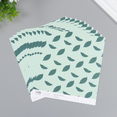 Scrapbooking paper "Avocado leaves" density 180 grams set 10 pcs 15.5x17 cm-1