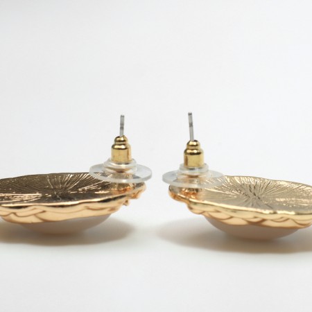 Earrings with pearls "abstraction" mirror, color gold-2