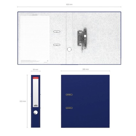 A4, 50 mm, Erichkrause Standard, boumvinyl folder, with label on the spine, lower metal kant, blue-1