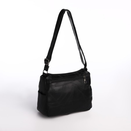 Female bag on one shoulder, on a zipper, black color-1
