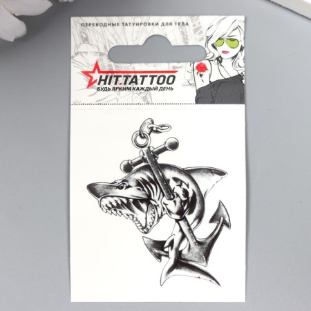 Tattoo on the body "Shark with anchor" 5.3x6.3 cm