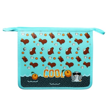 Folder for notebooks A5, 205 x 240 x 40 mm, lightning from above, plastic/textiles, Hatber "Really cool capibar"-2