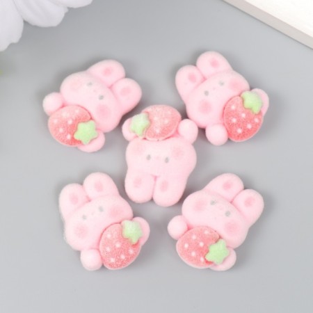 Decor for creativity velvet spraying "Bunny with strawberry" 0.6x2.5x1.8 cm-2