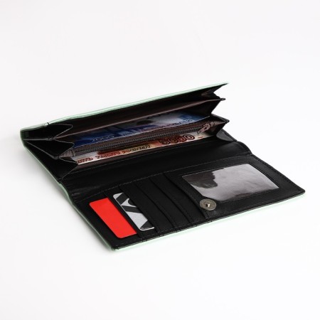 Women's wallet on magnet, green color-3