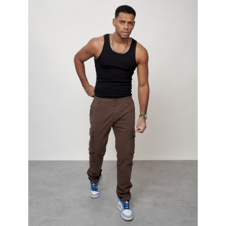 Cargo jeans men, size 52, brown color-3