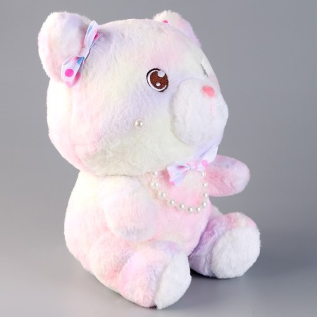 Soft toy "Bear" with beads, 30 cm, pink-1