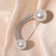 Club "crescent", 6 cm, white color in silver