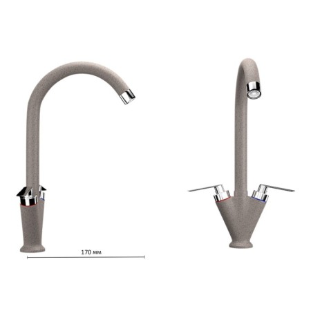 Kitchen mixer Ulgran U011-302, two-wound, sandy color