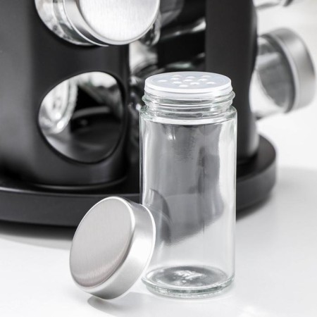 Set for glass spices on the stand “Chef”, 85 ml, 8 items, 19 × 16 cm, black color-1