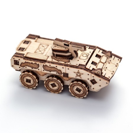 Wooden designer, prefabricated model "BTR"-7