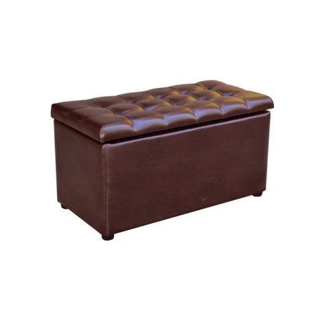 Pouf with a Domino box brown eco -leather