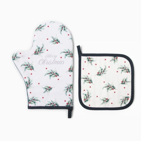 New Year. Set of kitchen Ethel Snow Fun mittens 20x28cm, 19x19cm severity, 100%HL-1