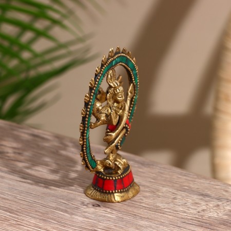 Souvenir "Nataraj" brass, stone 10 cm-2