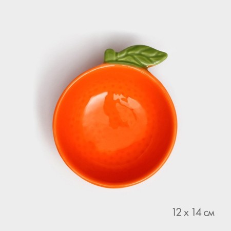 Ceramic "Orange" plate, deep, orange, 14 cm, 1 variety, Iran-1