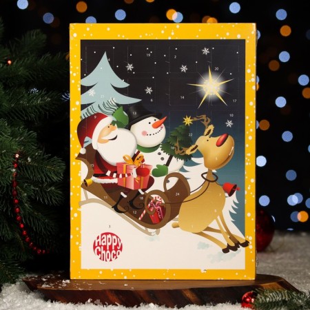 Advent calendar with mini tiles made of milk chocolate "Happy Santa", 50 g
