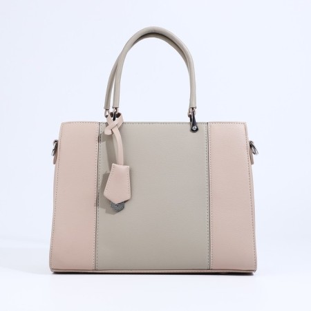Bag Tout with zipper, external pocket, long belt, beige color