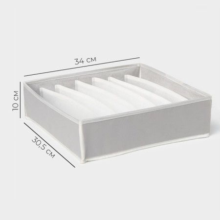 Organizer for linen 7 cells LadOM, 34x30.5x10 cm, beige color-1