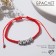 Love bracelet, red color in black silver, 7 cm