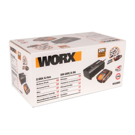 Set of Worx3601, 1 battery 2 Ah and charger for 2 A-3
