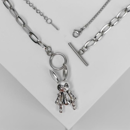 Piece "chain" rabbit and cross, color silver, l = 56 cm-1