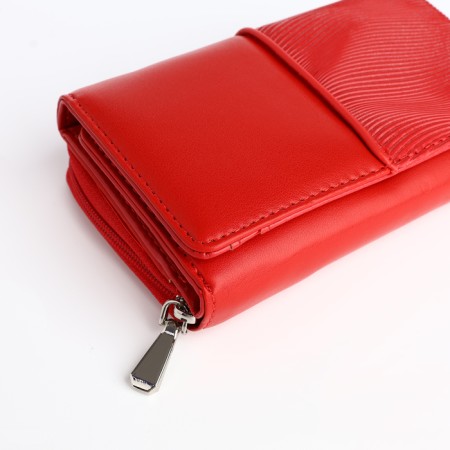 Women's wallet on the button, red color-3