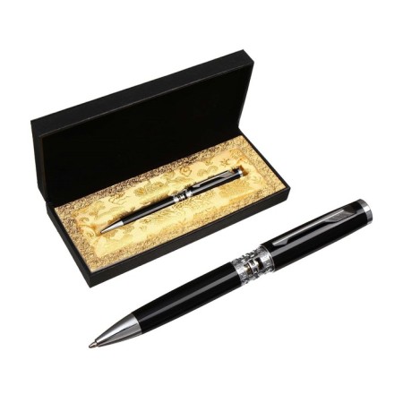Gift handle, ball "Kronos" in the leatherette case, rotary, black body with silver-1