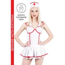 The upper part of the nurse, Pecado BDSM, corset, headdress, white-red, 42