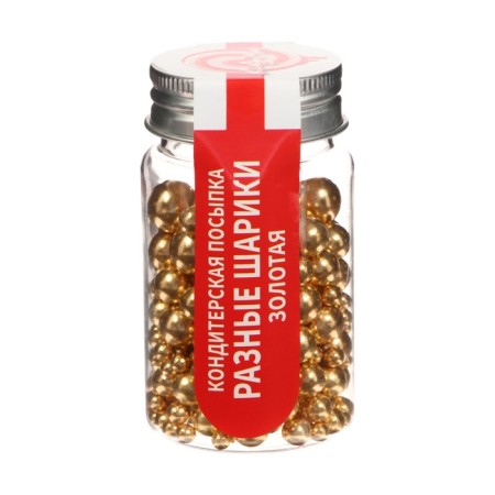 Confectionery sprinkling, "different balls", gold, 50 g-1