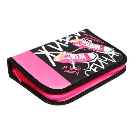 Penal 3 sections, tab inside, 140 x 210 x 40 mm, fabric, calligrata top block "sneakers"-2