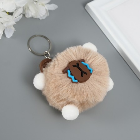 Fluffy on the ring "Capybara Mr. Sadness" beige 10x8x8 cm-2