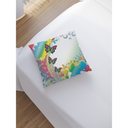 Decorative pillowcase "Butterflies after rain", on a zipper, size 45x45 cm-1