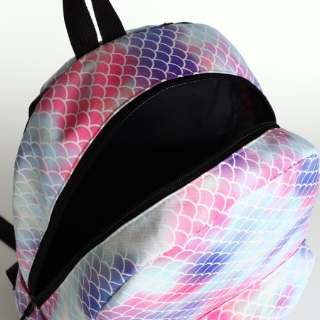 Youth backpack from a lightning textile, 3 pockets, waist bag, blue/white/pink color-4