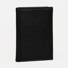 Male purse without fastener, 3 in 1, for auto -documents and passports, 4 departments, for cards, for coins, black color