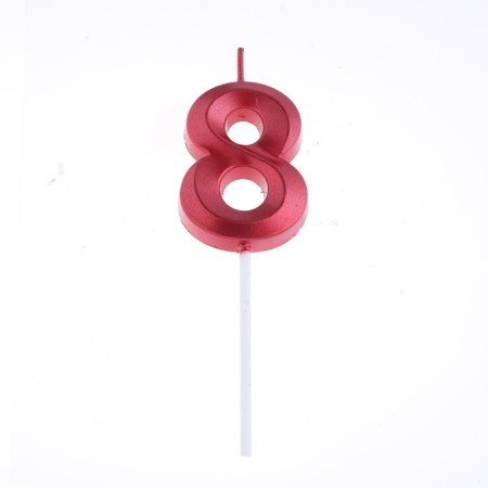 Candle in the cake on the skewer "Fine", the number "8", 5 cm, red-5