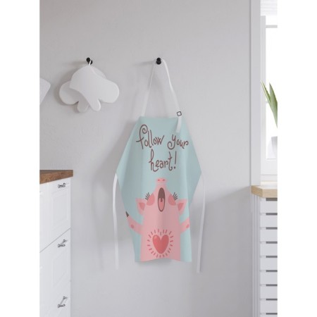 Apron kitchen with a photo print “Follow the name of the heart”, adjustable, size OS-1