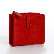 Women's wallet on the button, red color
