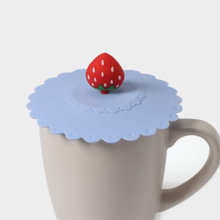 Silicon-shaped lid “Strawberry”, d = 11 cm, blue color-6