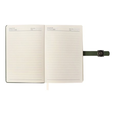Organizer on the rings A6+, 80 sheets, leatherette, with a knife, a line, with a handle, in a gift box, green-7