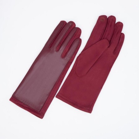Gloves are female, dimensionless, without insulation, burgundy color